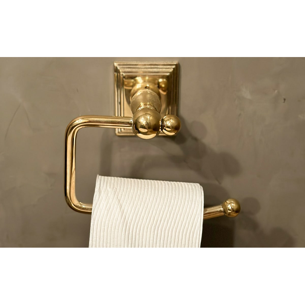 6-3/4" Traditional Small Disc Rosette Brass Bar Paper Holder, Polished Nickel Alt 2 - Image