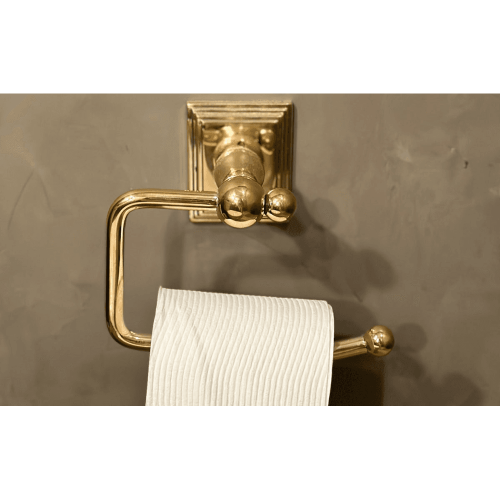 6" Traditional Quincy Rosette Brass Spring Rod Paper Holder, Flat Black Alt 2 - Image