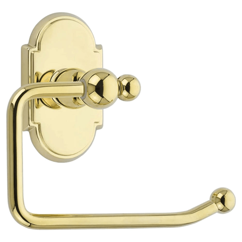 6-3/4" Traditional Small Disc Rosette Brass Bar Paper Holder, Satin Nickel Main - Image