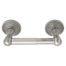 6" Traditional Square Rosette Brass Spring Rod Paper Holder, Unlacquered Brass Main - Image