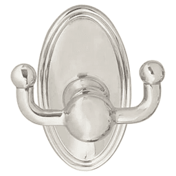 2" Traditional Small Regular Rosette Double Hook, Unlacquered Brass Main - Image