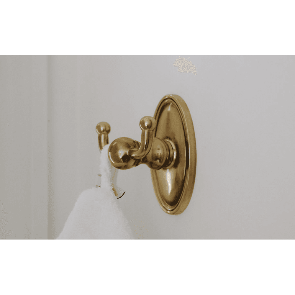 2" Traditional Small Disc Rosette Double Hook, Unlacquered Brass Alt 1 - Image
