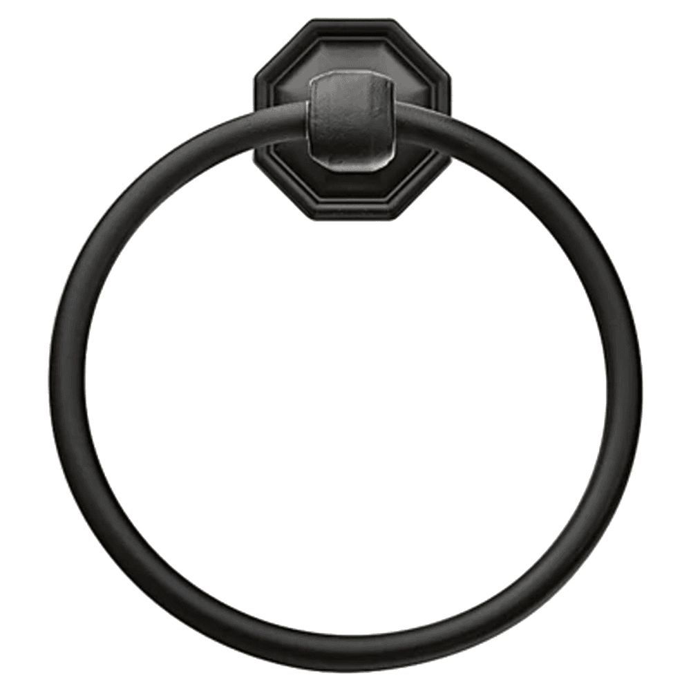 Tuscany Bronze #15 Rosette Towel Ring, Flat Black Bronze Main - Image