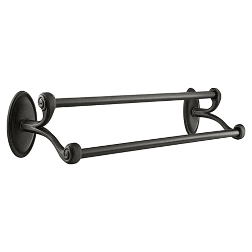 24" Tuscany Bronze #12 Rosette Double Towel Bar, Flat Black Bronze Main - Image