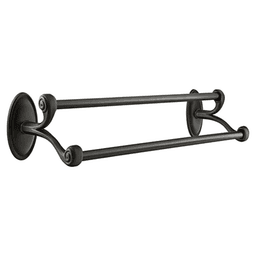 24" Tuscany Bronze #14 Rosette Double Towel Bar, Flat Black Bronze Main - Image