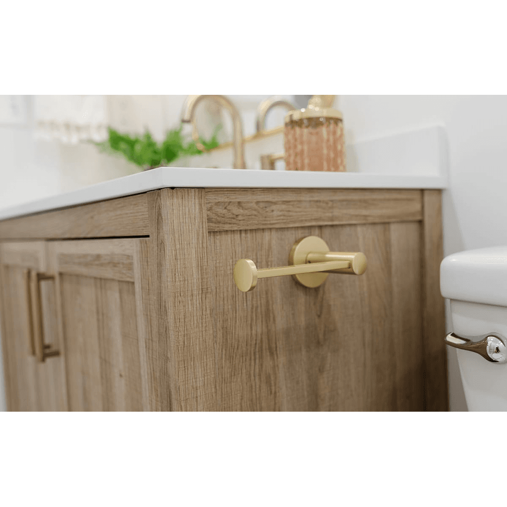 6-3/8" Modern Ribbon and Reed Rosette Brass Bar Paper Holder, Satin Nickel Alt 2 - Image