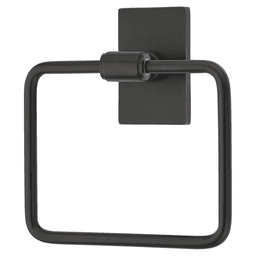 Transitional Oval Rosette Towel Ring, Flat Black Main - Image