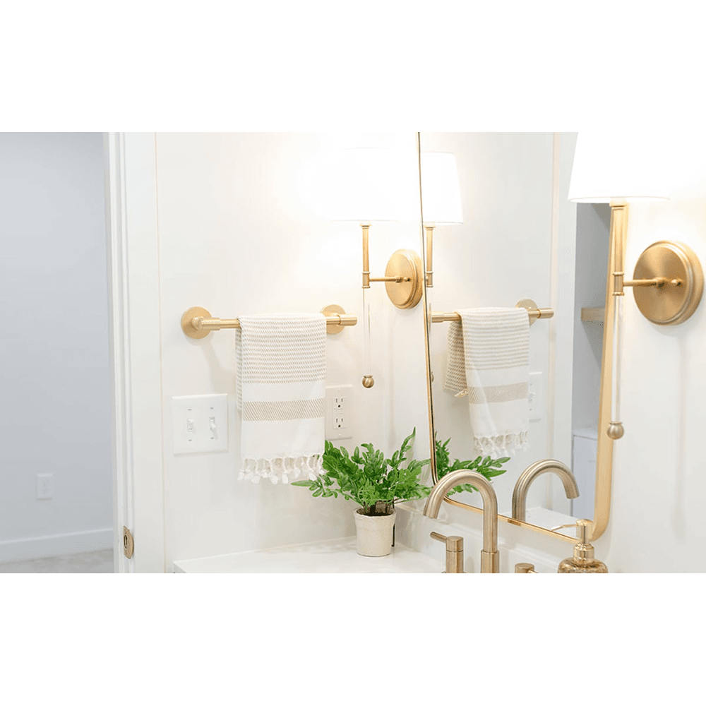 2902820US14 30" Transitional Small Regular Rosette Towel Bar, Polished Nickel Alt 2 - Image