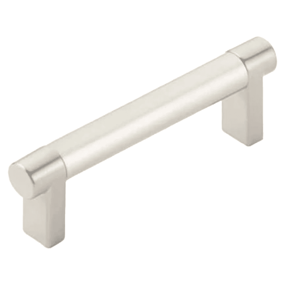 3-1/2" Select Rectangular Stem Smooth Cabinet Pull, Satin Nickel/Satin Nickel Main - Image