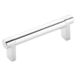 3-1/2" Select Rectangular Stem Smooth Cabinet Pull, Satin Nickel/Polished Chrome Main - Image