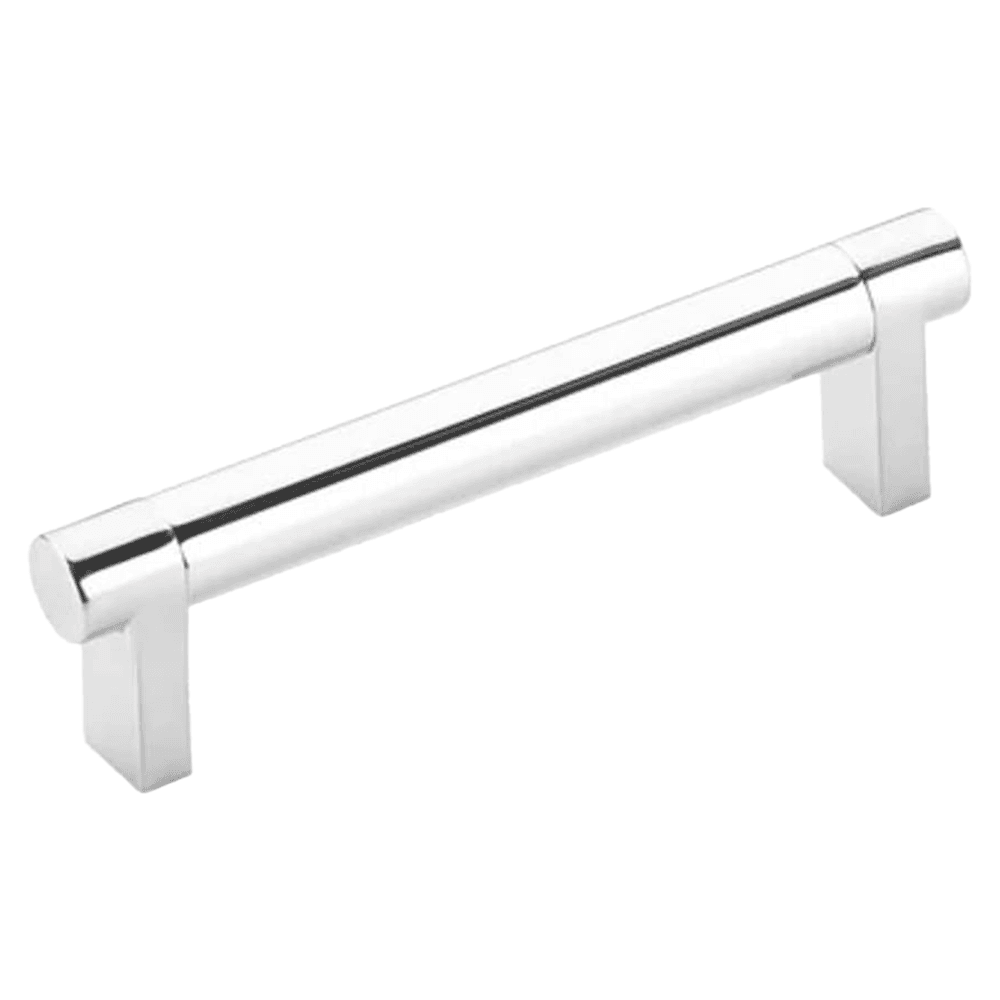 4" Select Rectangular Stem Smooth Cabinet Pull, Satin Brass/Polished Chrome Main - Image