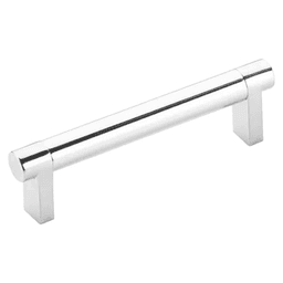 4" Select Rectangular Stem Smooth Cabinet Pull, Satin Brass/Polished Chrome Main - Image