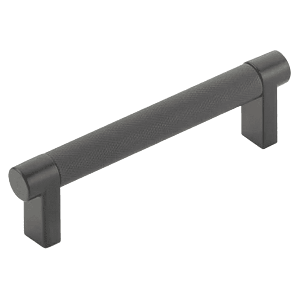 4" Select Rectangular Stem Knurled Cabinet Pull, Flat Black/Satin Copper Main - Image