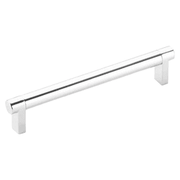 6" Select Rectangular Stem Smooth Cabinet Pull, Flat Black/Polished Chrome Main - Image