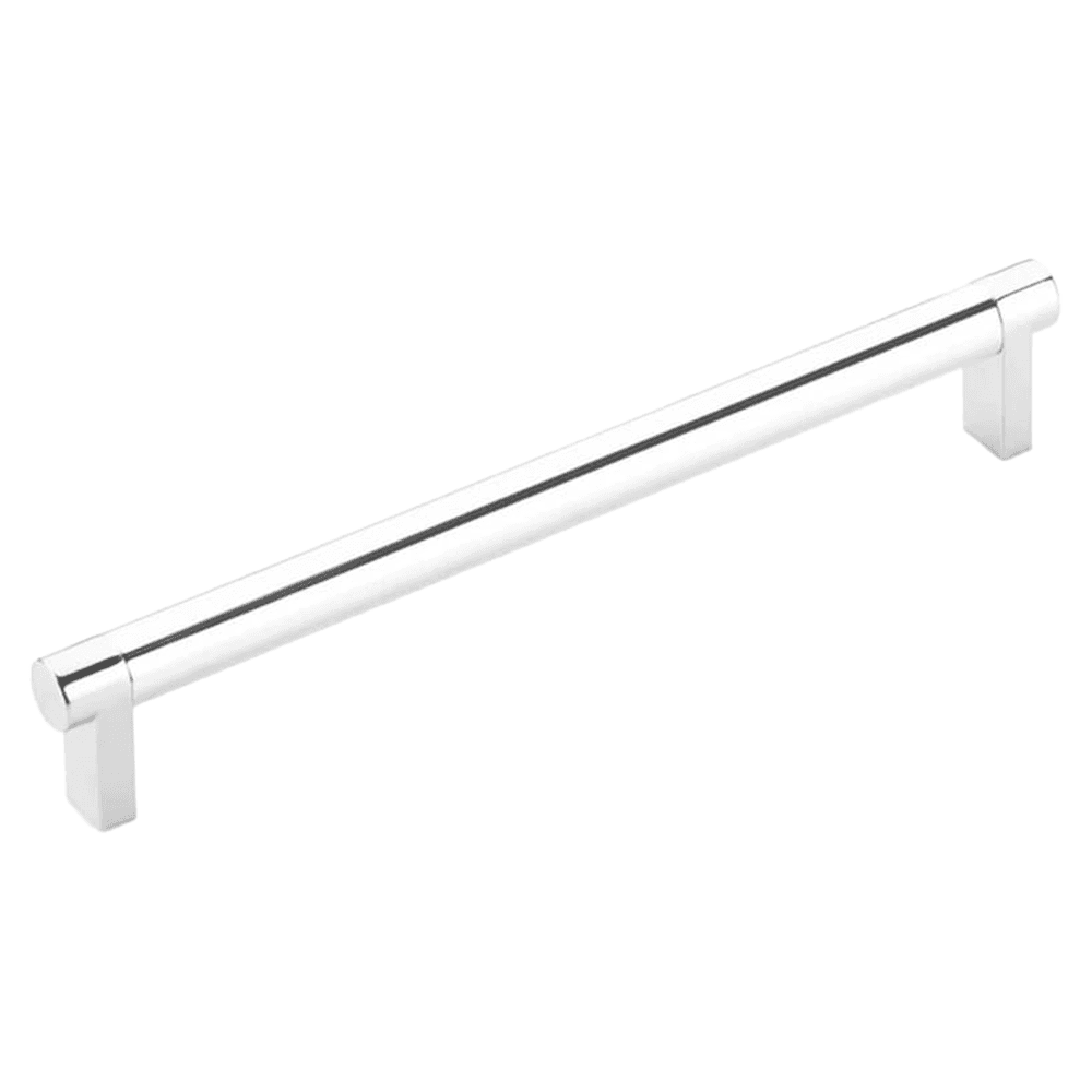 8" Select Rectangular Stem Smooth Cabinet Pull, Satin Brass/Polished Chrome Main - Image