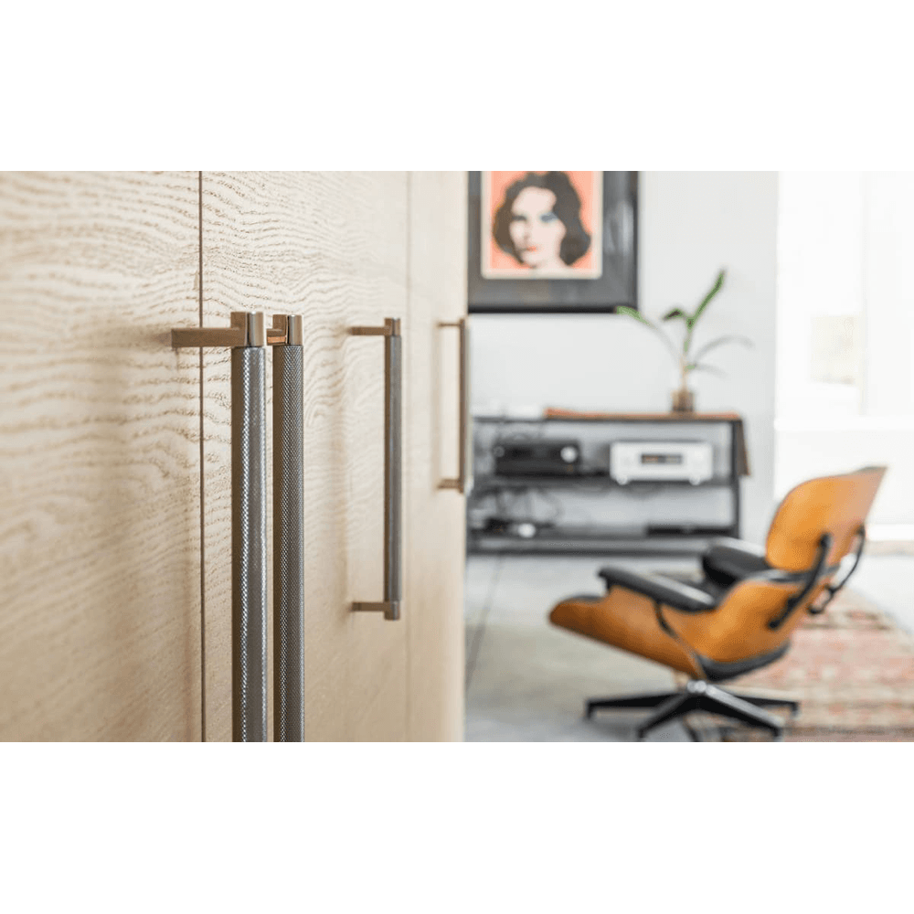 12" Select Rectangular Stem Smooth Cabinet Pull, Polished Chrome/Satin Brass Alt 2 - Image