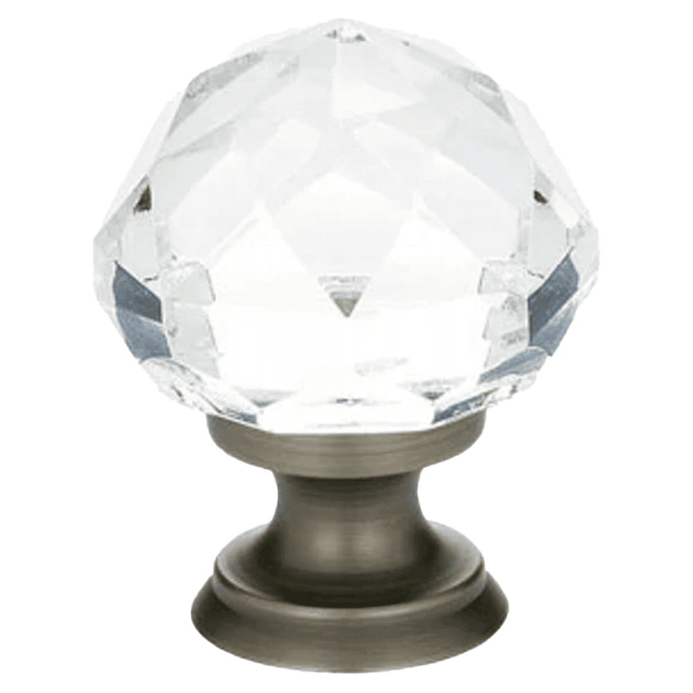 1" Diamond Glass Cabinet Knob, Pewter Main - Image