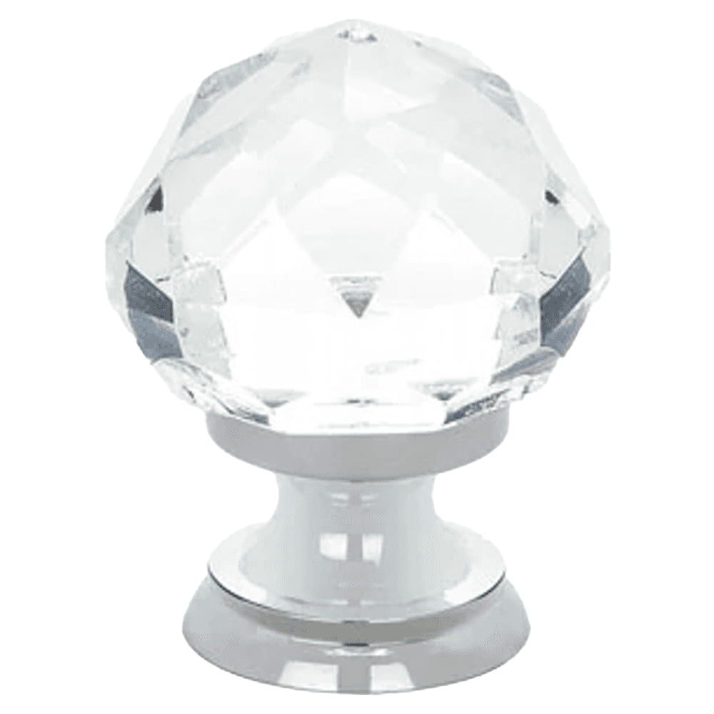 1" Diamond Glass Cabinet Knob, Polished Chrome Main - Image