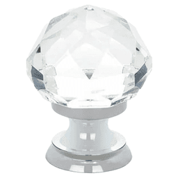 1" Diamond Glass Cabinet Knob, Polished Chrome Main - Image