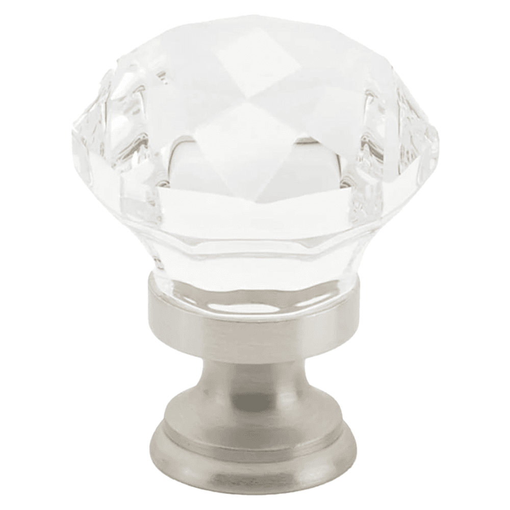 1-1/4" Diamond Glass Cabinet Knob, Satin Nickel Main - Image