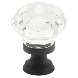1-1/4" Diamond Glass Cabinet Knob, Flat Black Main - Image