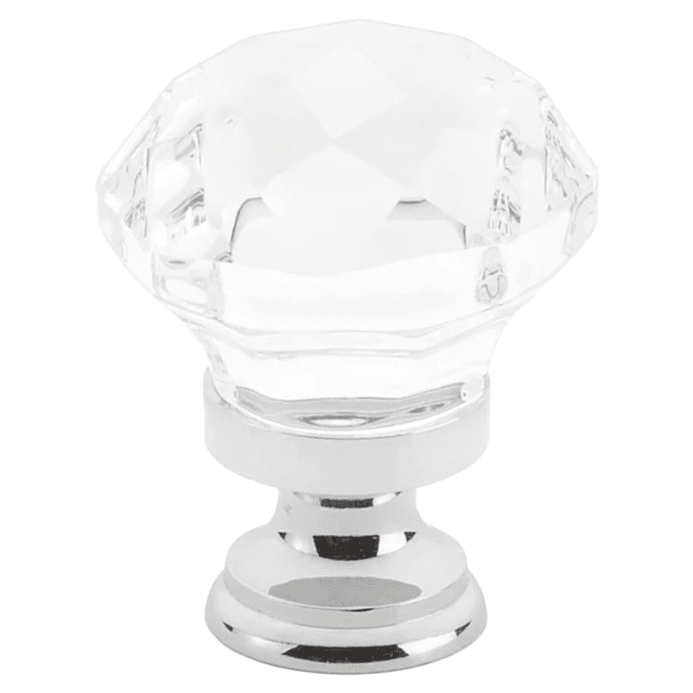 1-1/4" Diamond Glass Cabinet Knob, Polished Chrome Main - Image