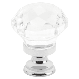1-1/4" Diamond Glass Cabinet Knob, Polished Chrome Main - Image