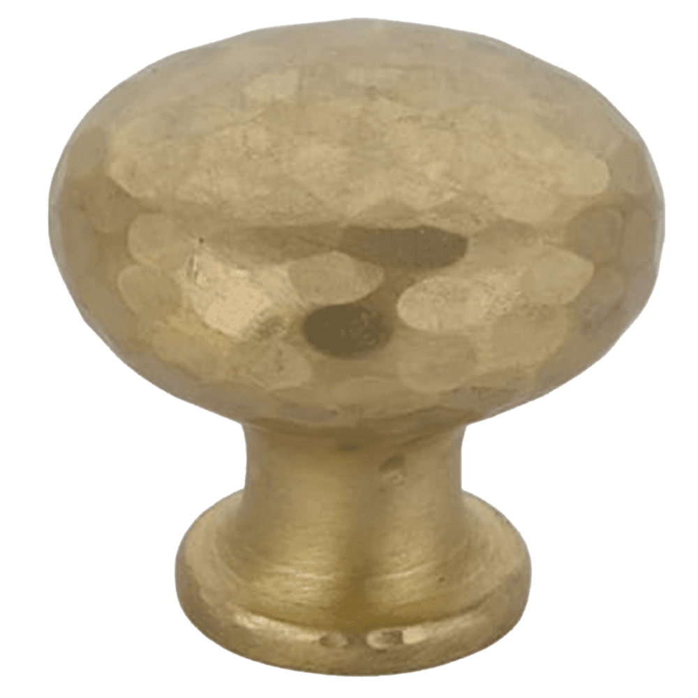 1-1/4" Arts and Crafts Round Dimpled Cabinet Knob, Satin Brass Main - Image