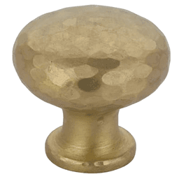 1-1/4" Arts and Crafts Round Dimpled Cabinet Knob, Satin Brass Main - Image