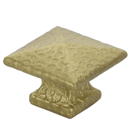 1" Arts and Crafts Square Dimpled Cabinet Knob, Satin Brass Main - Image