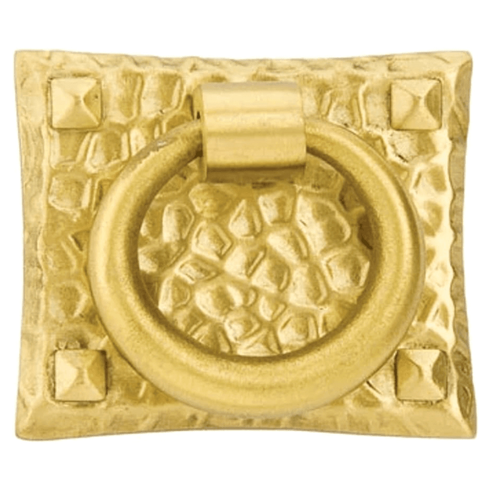 1-3/4" x 1-1/2" Hammered Small Ring Cabinet Pull, Satin Brass Main - Image