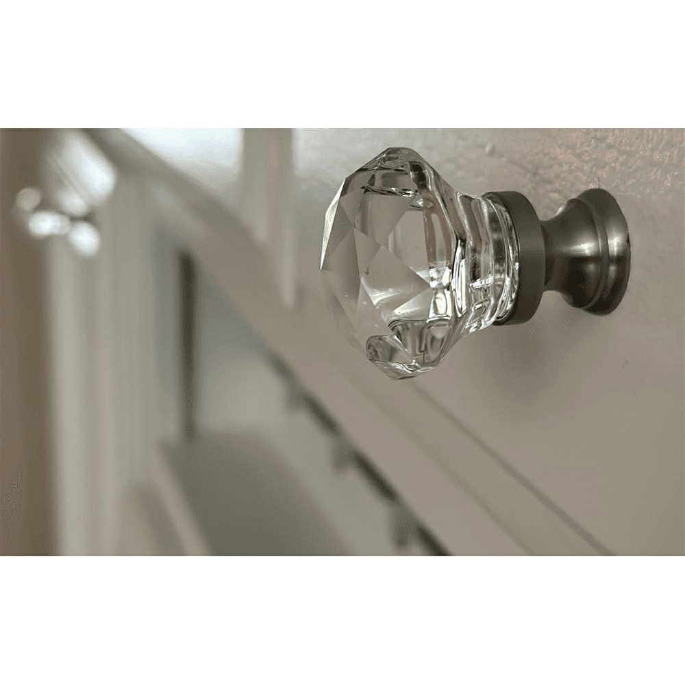 1" Diamond Glass Cabinet Knob, Flat Black Alt 1 - Image