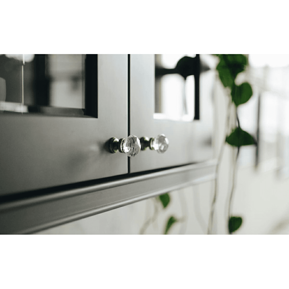 1" Diamond Glass Cabinet Knob, Flat Black Alt 2 - Image