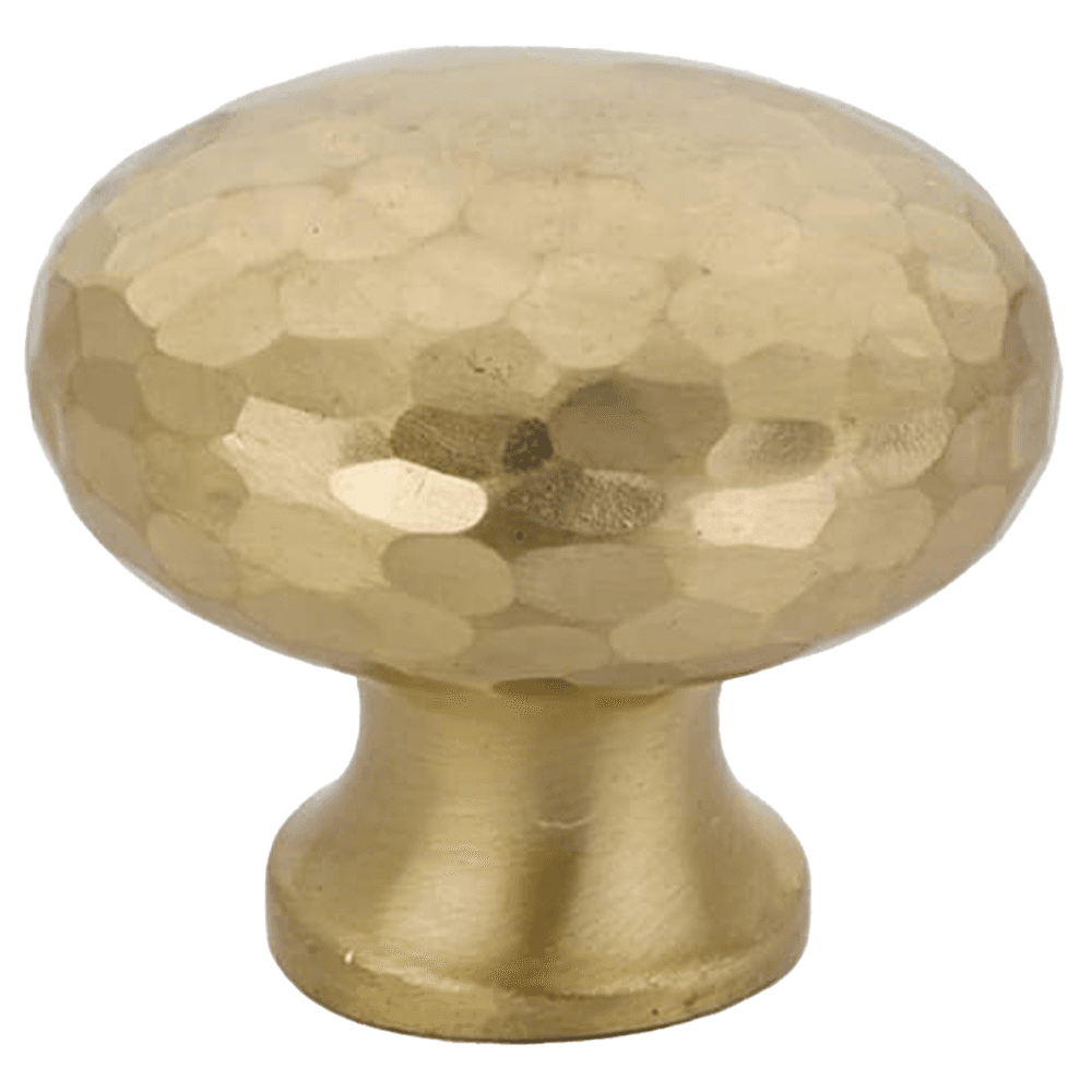 1-3/4" Arts and Crafts Round Dimpled Cabinet Knob, Satin Brass Main - Image