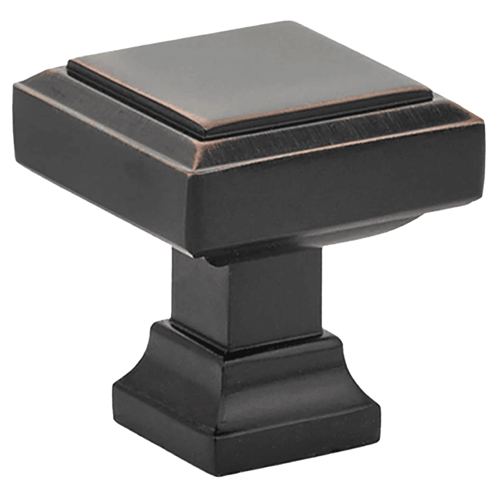 1-1/4" Geometric Square Cabinet Knob, Oil Rubbed Bronze Main - Image