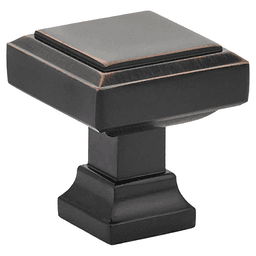 1-1/4" Geometric Square Cabinet Knob, Oil Rubbed Bronze Main - Image