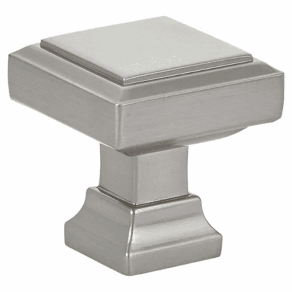 1-1/4" Geometric Square Cabinet Knob, Satin Nickel Main - Image