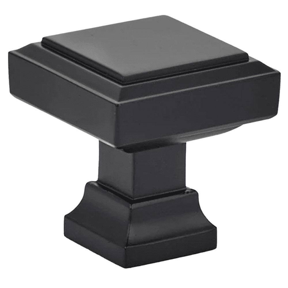 1-1/4" Geometric Square Cabinet Knob, Flat Black Main - Image