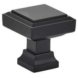 1-1/4" Geometric Square Cabinet Knob, Flat Black Main - Image