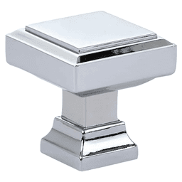 1-1/4" Geometric Square Cabinet Knob, Polished Chrome Main - Image