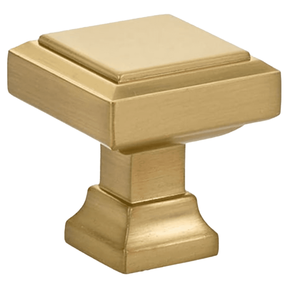 1-1/4" Geometric Square Cabinet Knob, Satin Brass Main - Image