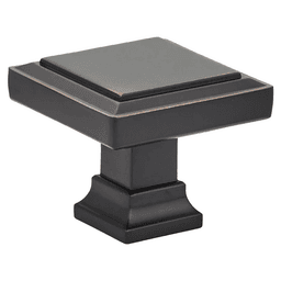 1-5/8" Geometric Square Cabinet Knob, Oil Rubbed Bronze Main - Image