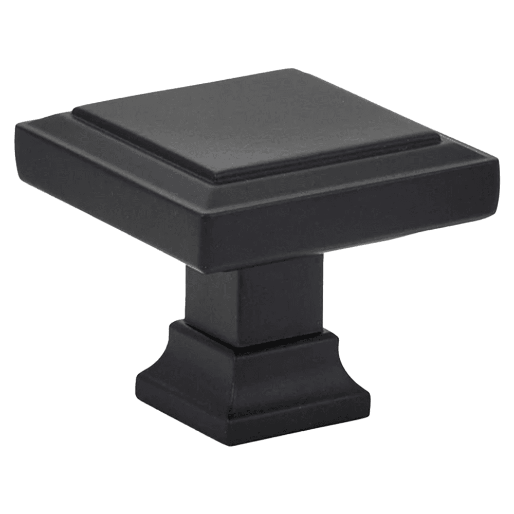 1-5/8" Geometric Square Cabinet Knob, Flat Black Main - Image