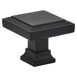 1-5/8" Geometric Square Cabinet Knob, Flat Black Main - Image