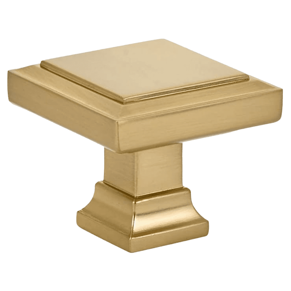 1-5/8" Geometric Square Cabinet Knob, Satin Brass Main - Image