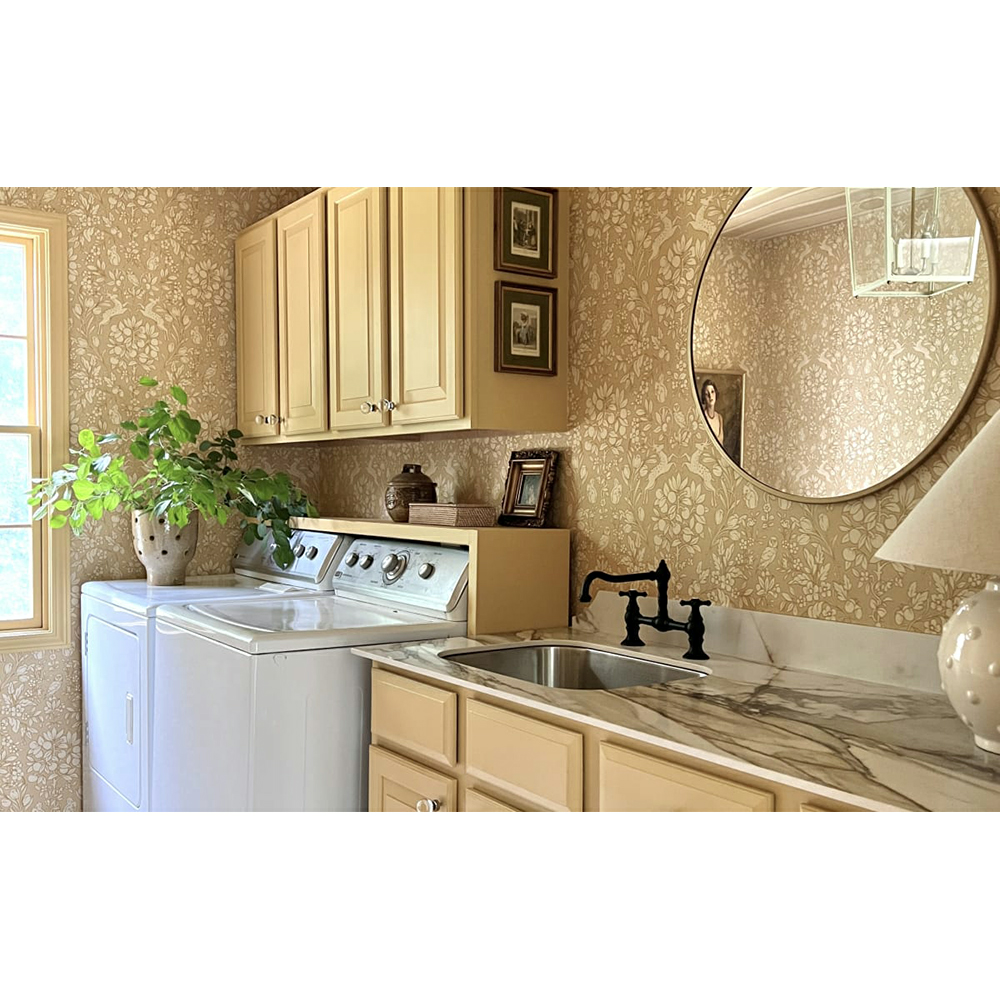 1-1/4" Bristol Glass Cabinet Knob, Satin Brass Alt 3 - Image
