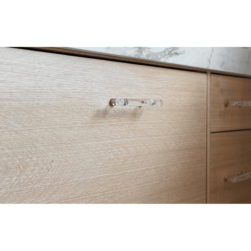 4" Modern Glass Bar Cabinet Pull, Satin Brass Alt 1 - Image