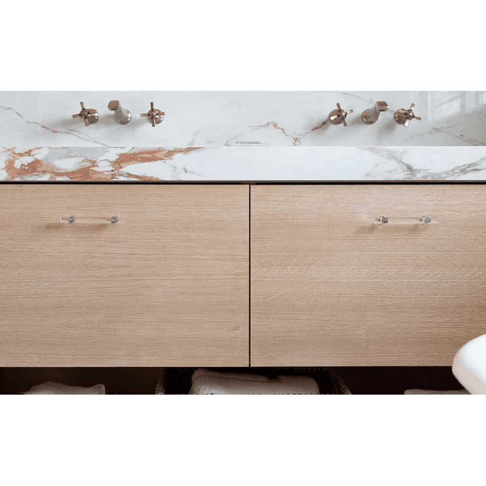 4" Modern Glass Bar Cabinet Pull, Satin Brass Alt 2 - Image