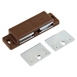 1015 Double Magnetic Catch with Strike Plate/Screws, Brown Polybag - Main Image