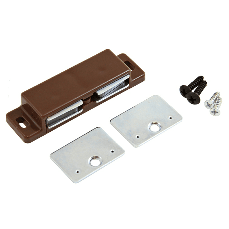 1015 Double Magnetic Catch with Strike Plate/Screws, Brown Polybag - Alt Image 1